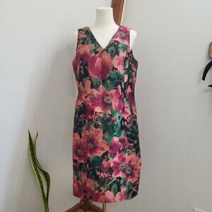 NWT ANNE KLEIN V-neck Textured Floral Sheath Dress Size 8